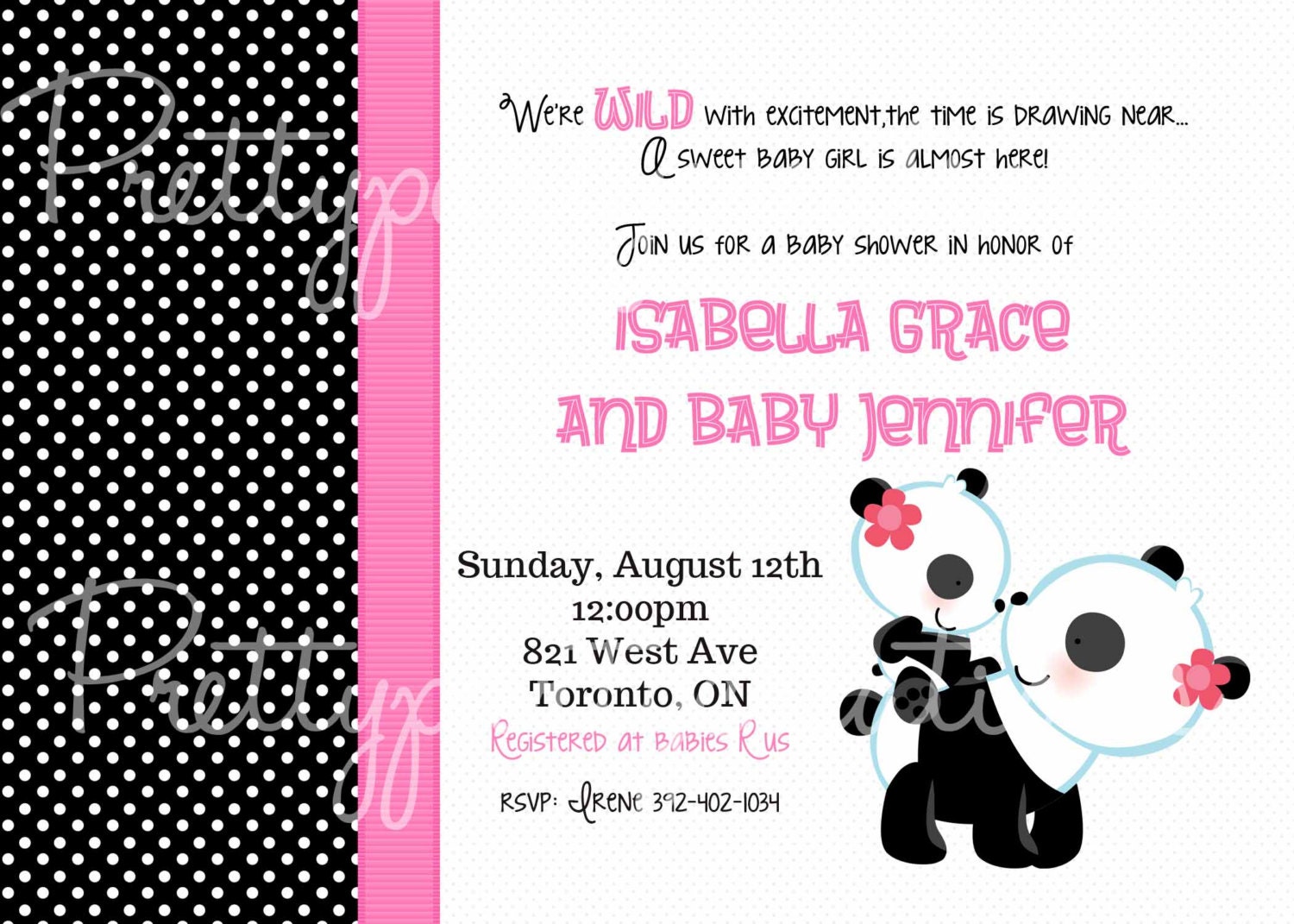 PANDA BEAR baby shower invitation - YOU Print