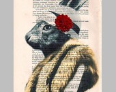 Drawing Illustration Giclee Prints Posters Mixed Media Art Acrylic Painting Holiday Decor Gifts: Ms Rabbit