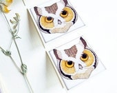 mini notes with owls, cards with owls - adorable set of mini notes with owl graphic - set of 6