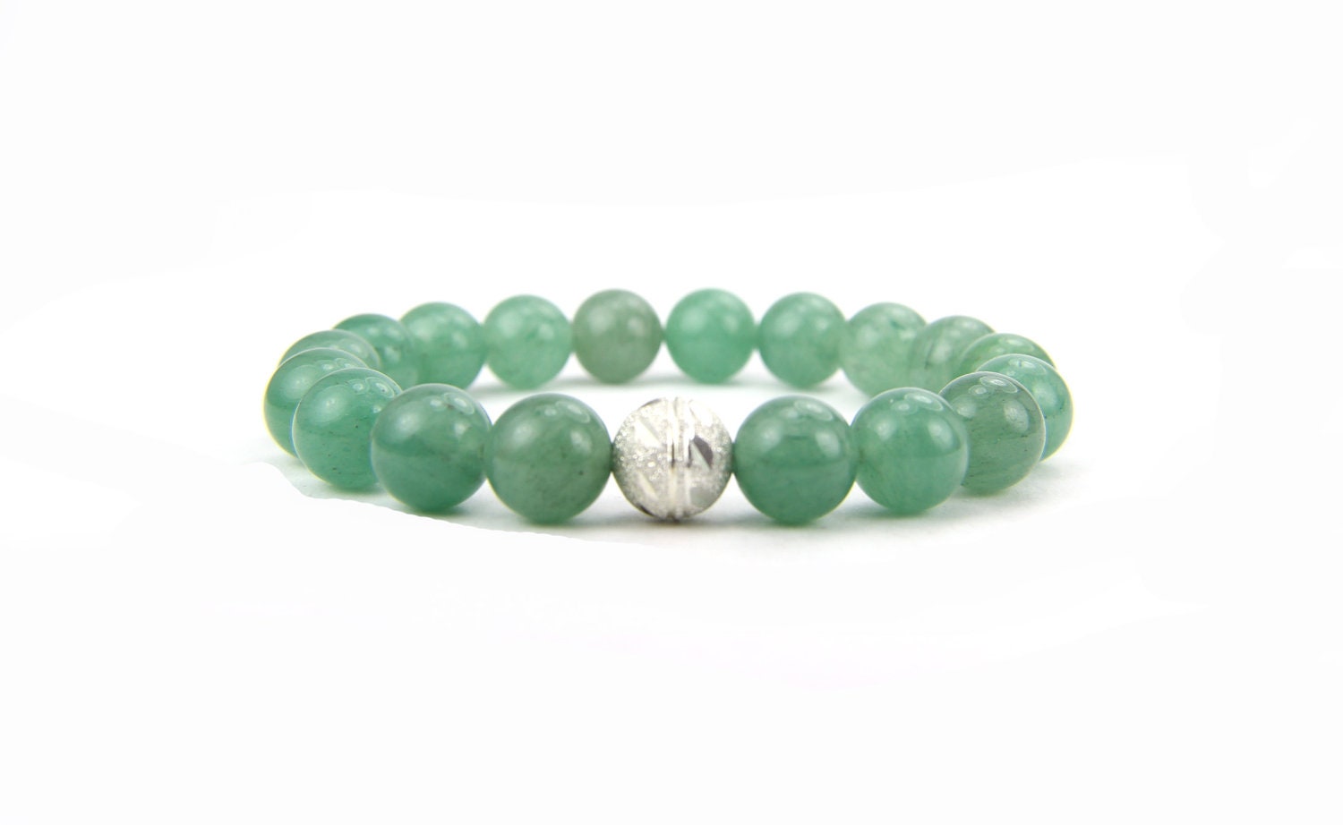 Stacking Stretch Bracelet Jade Pastel Green Seafoam Sterling Silver:  Palisades
