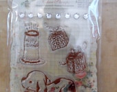 Puppies, Presents, and Birthdays Clear Stamps with Adhesive Gems by Prima-FREE SHIPPING