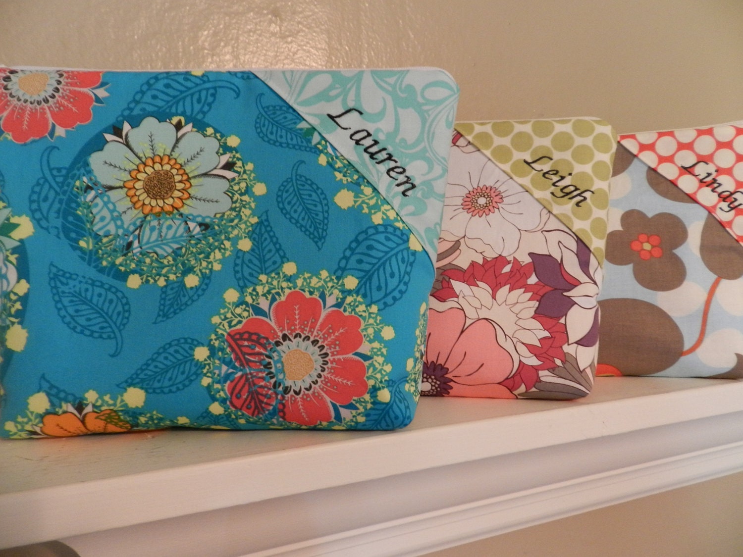 X Large Cosmetic Bag / Bridesmaid Gift / Your Choice of Fabrics
