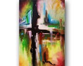 Cross Painting Abstract Painting Original Painting on Canvas Contemporary Art Modern Art Spiritual Art 36x24 by Heather Day