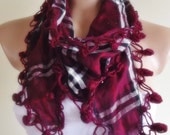 multicolor scarf with lace new design shawl neckwarmer cowl christmas gift for her burgundy black white