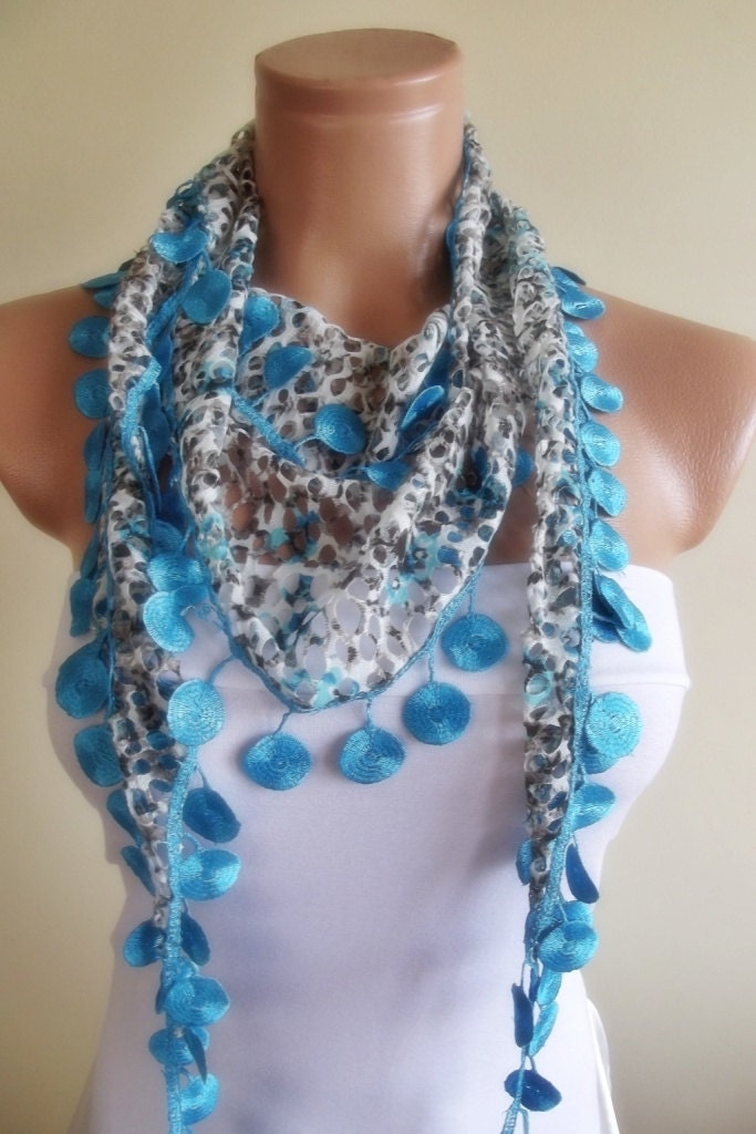 lace scarf with lace edge stylish scarf shawl gift for her christmas gift bridal white black blue