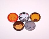 Zoo Animal Faces 1 Inch Pin Back Buttons 1" Pins