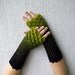 Cute arm warmers Crochet mittens Spring accessory - green black dragon egg pattern