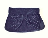 Romantic Retro Black Velvet Clutch with Sparkly Bow