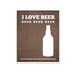 Fathers Day Art Print I Love Beer - Beer Bar Print - Brew Beer Home Decor Modern Art Print Brown