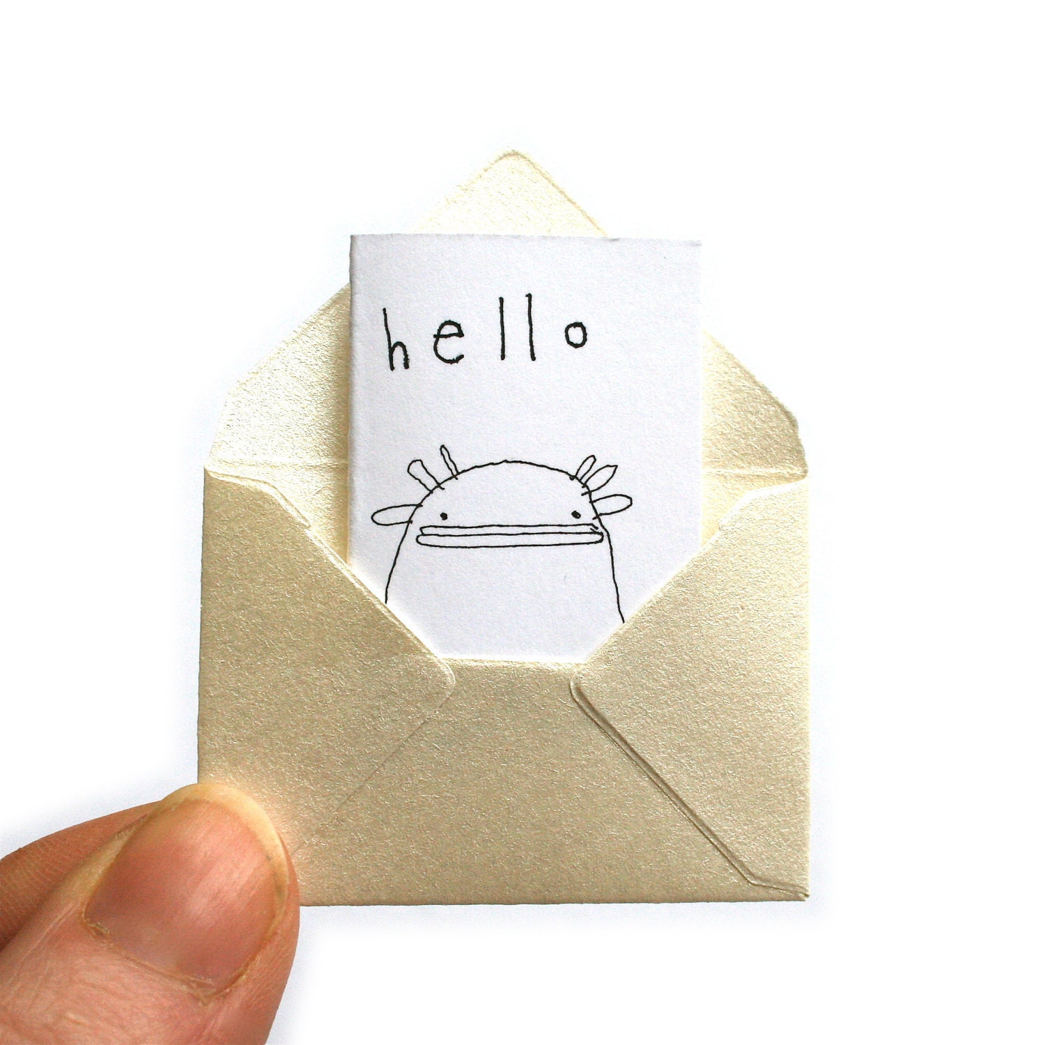 Miniature Greeting Card & Tiny Envelope - Hello