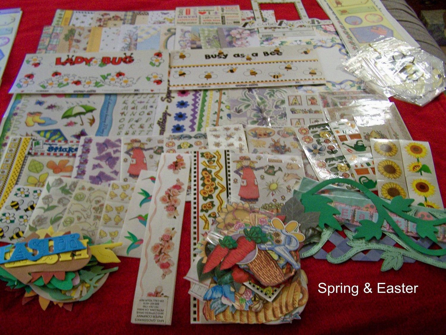 Easter Scrapbook Kit, Scrapbooking, Spring Scrapbooking Kit, Floral Page Kit, Scrapbook Supplies, Page Kits, Embellishments, Die Cuts, Frame