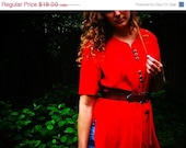 ON SALE NOW Vintage Closeout Sale - Miss Ruby Red - A Button Up Red Cropped Shirt Dress