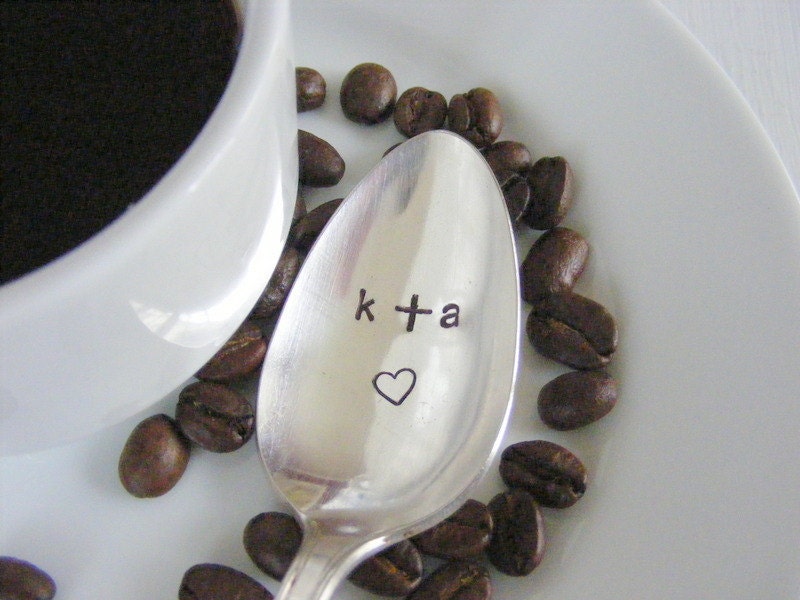 Love coffee spoon with heart stamp