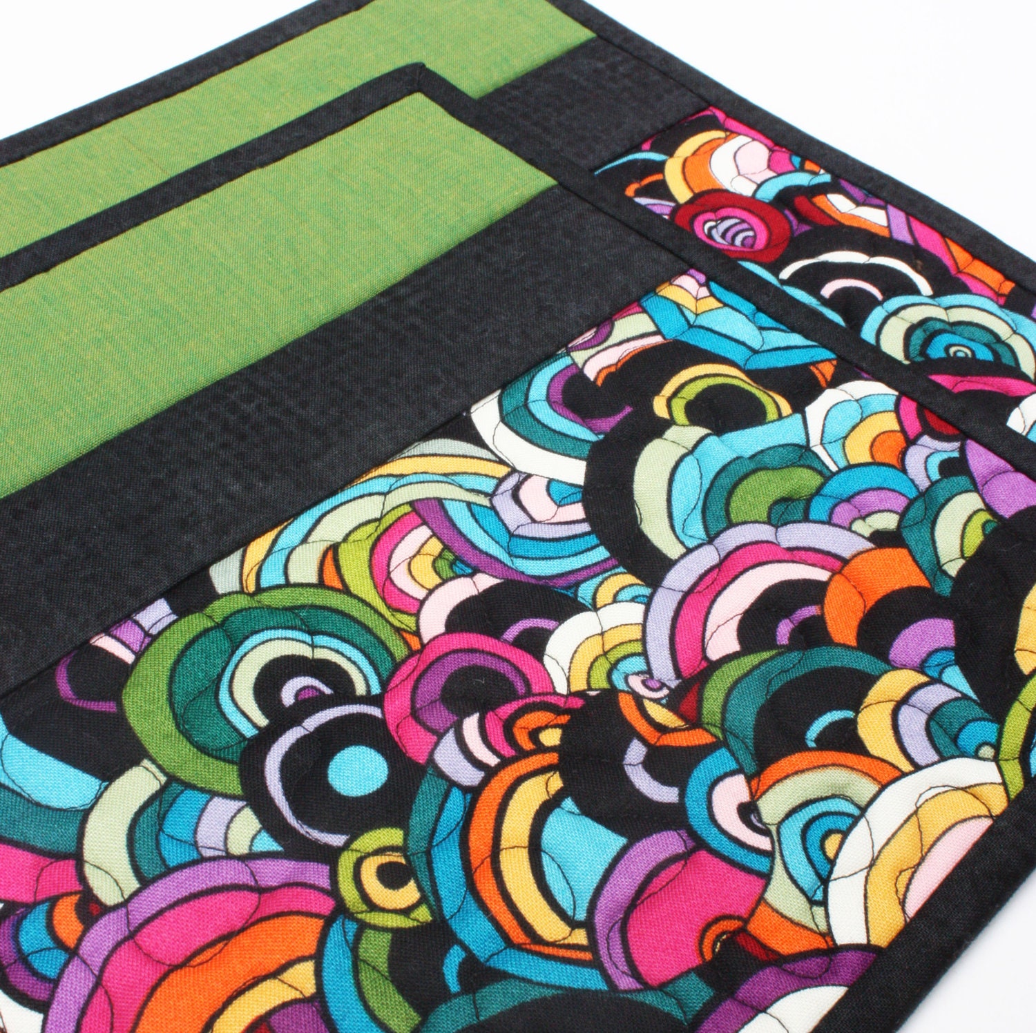 Rainbow Swirl - Handmade Quilted Potholders - Set of Two