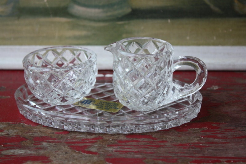 Crystal Cream And Sugar Miniature Set By Bleikristall West Germany