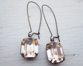 Blush Earrings Swarovski Crystal Dangle Earrings Vintage Estate Style Earrings Bridal Wedding Jewelry - Peach Blush