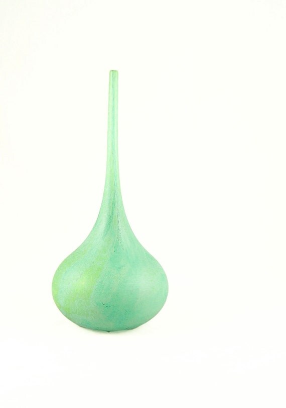 RESERVED-Sea Glass Vessel Bottle Vase Hand Blown Glass Beach Cottage Decor - Ocean Sea Water Mint Seafoam Green Minimalist