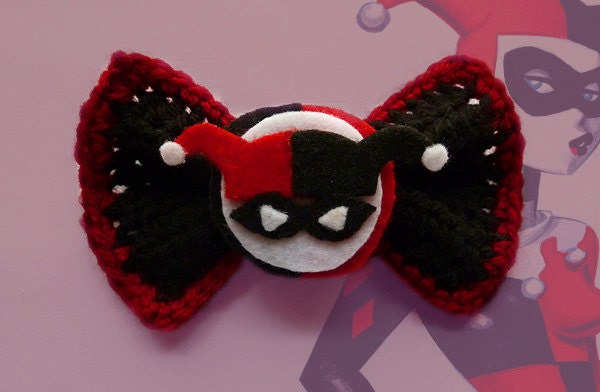 Harley Quinn Hair Bow/ Bow Tie (medium)