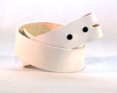 White Leather belt - Handmade in USA