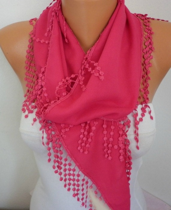 Hot Pink  Scarf - Pashmina Scarf - Shawl Scarf -  Cowl Scarf - fatwoman