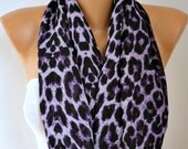 Purple Leopard - Infinity Scarf Shawl Circle Scarf Loop Scarf  Gift -fatwoman