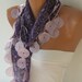 BIG SALE Purple Shawl Scarf  -  Cotton Scarf  -  Cowl Scarf with Lace Edge - fatwoman