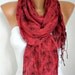 Peacock Scarf  Shawl Scarf -  Cowl Scarf  Red - fatwoman