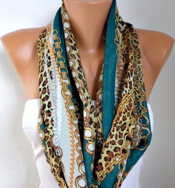 Leopard Chain Infinity Scarf Shawl Circle Scarf Loop Scarf  Gift -fatwoman