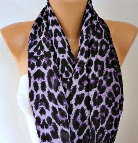 Purple Leopard - Infinity Scarf Shawl Circle Scarf Loop Scarf  Gift -fatwoman