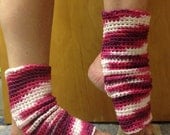 Yoga Socks in Magenta Pink Purple White Cotton US Grown -- for Dance, Pilates, Yoga, Pedicures