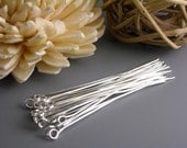 EYEPIN-SILVER-50MM - 100 Silver Plated Eyepins, 21 guage...50mm (2 inches)