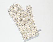 Oven Mitt - Orange, Olive, Brown and Gray on White