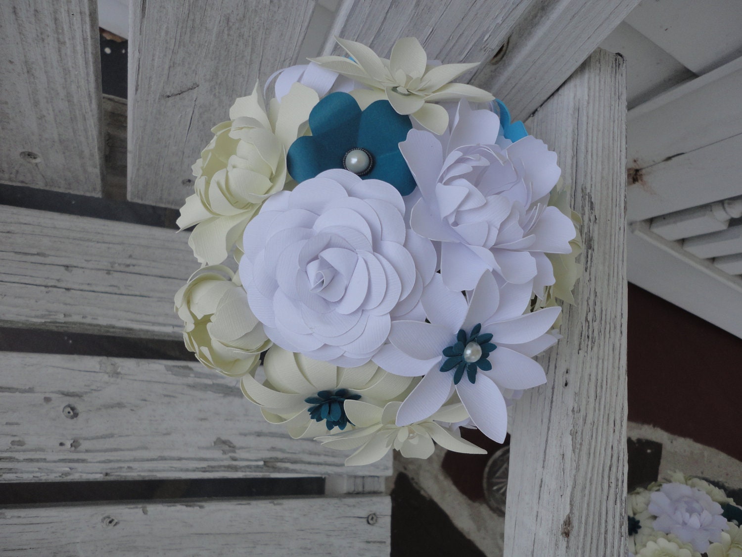 Mixed Paper Flower Bouquet - Bridesmaid Bouquet Paper Peony Rose Susan Carnation