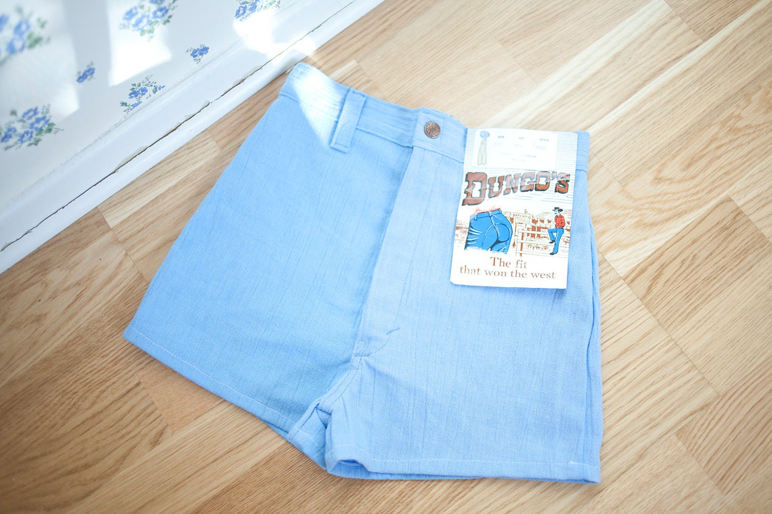 Deadstock vintage pin up light blue shorts
