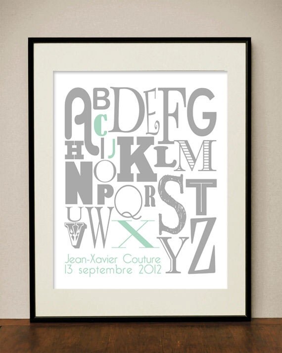 Personalized Gift Children's Name Art Typography Prints - Printable