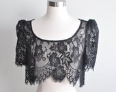 Black Swan french lace scalloped crop top