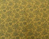 Vintage '70s Cotton Fabric - Mustard and Black Floral Bouquets