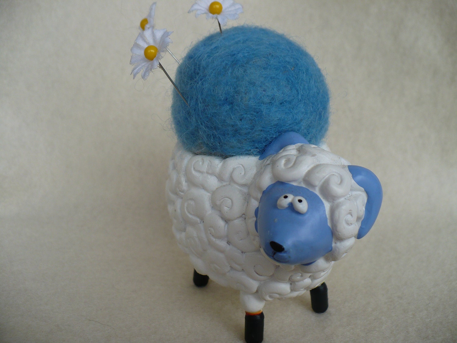 Sheep Pincushion, Refurbished Candlholder