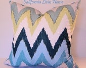 F. Schumacher / Adras Ikat Pillow Cover / 20" x 20" / SKY Blue / Decorative Pillow / Designer Fabric / Martyn Lawrence Bullard