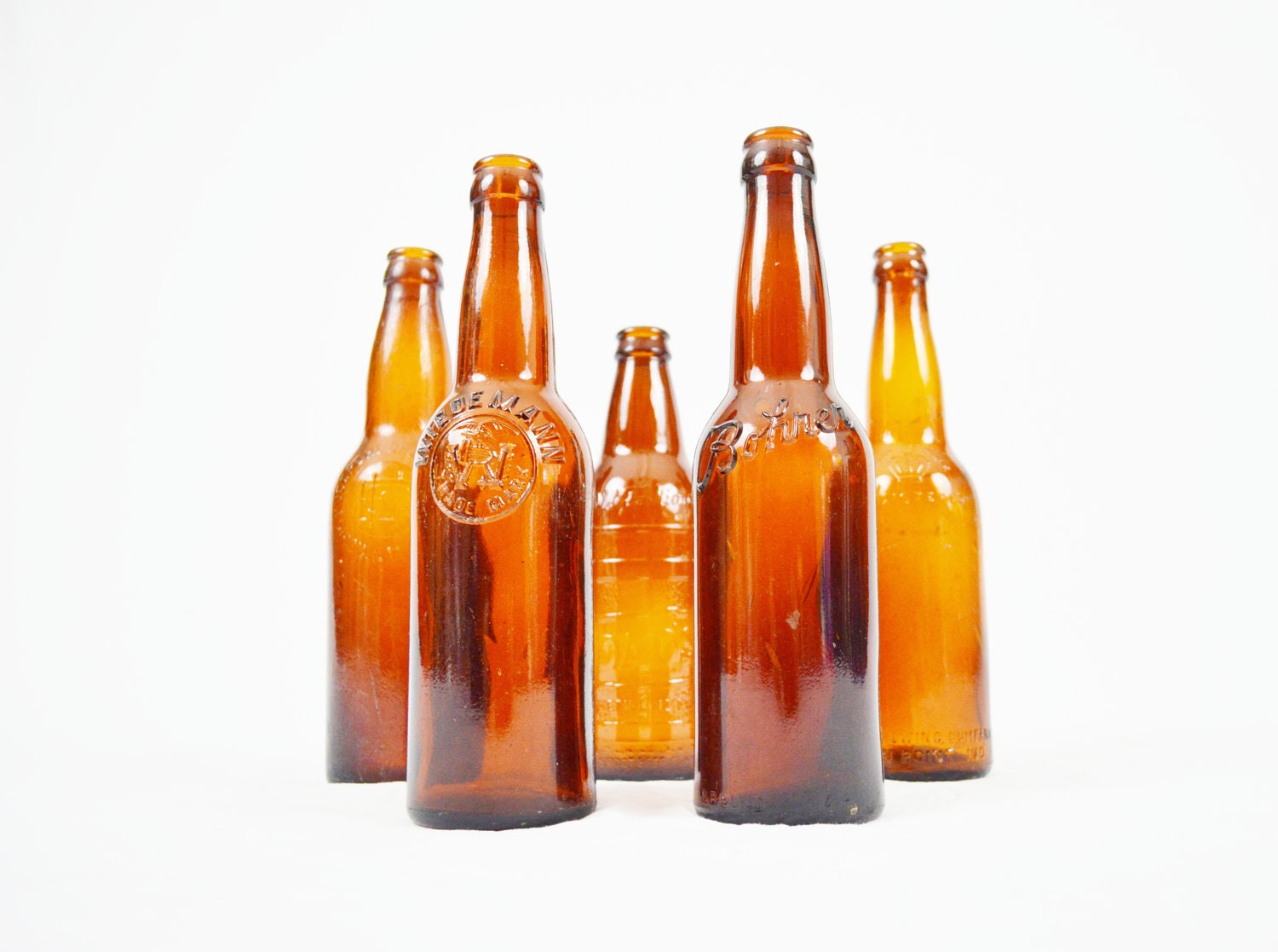 Antique Amber Glass Beer Bottles - Instant Collection