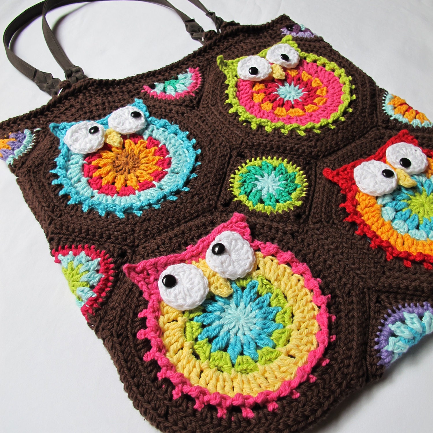 CROCHET PATTERN - Owl Tote'em - a CoLorFuL owl tote - Instant PDF Download