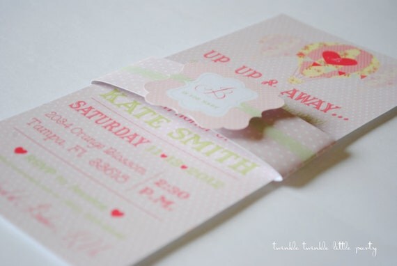Floral Shabby Chic Hot Air Balloon Baby Shower Invitation Il_570xn