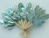 POWDER BLUE Silver Metallic Paper Art Craft Wreath Leaves Foil Garland Millinery Flower X10