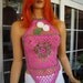 summer sexy handmade crochet top, beach top hippie top in dark pink and green by golden yarn