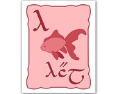 H is for Hâl  - Elvish for Fish - Nursery Art Print 8x10 - Custom Colors Available