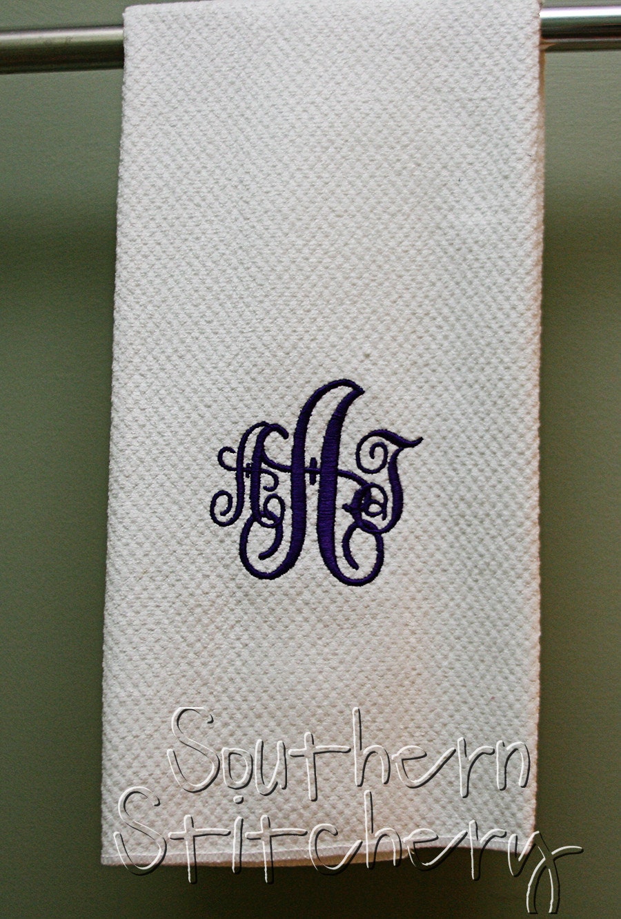 Monogram Hand Towel Kitchen Towel Initial Personalized Any Color Letter Great Teacher Gift  Hostess Bridesmaid Wedding Gift