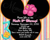 Luau Minnie Mouse Hawaiian Invitation DIY Print your Own