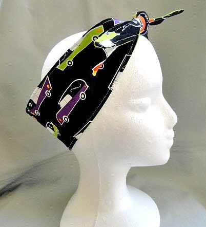 Multi Color Hearse and Lime Green Head Wrap Head Scarf  Head Tie