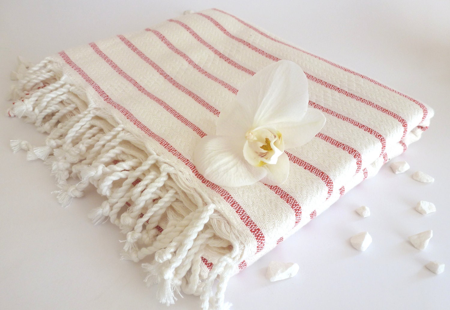 Organic Bamboo Turkish Towel, Bath, Natural Peshtemal, Hammam, spa, yoga, beach, Bath and Beauty, Xmas Gift, Red Striped