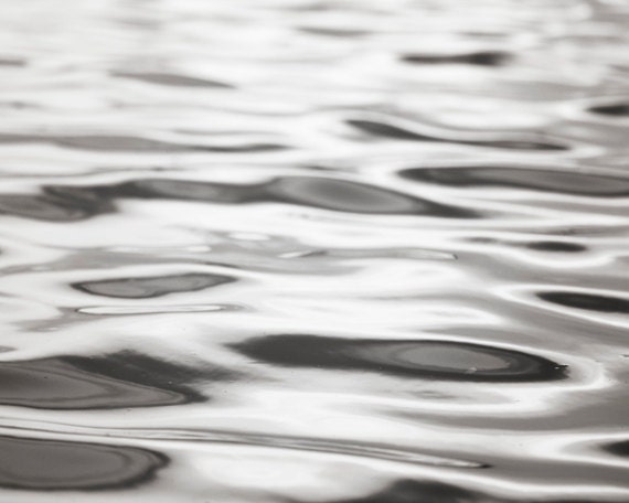 Black and White Photography - water ripples ocean sea grey gray abstract wall art print - 11x14, 8x10, 8x8 Photograph, "Poetry in Motion"